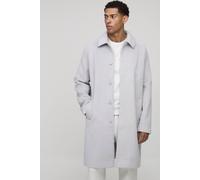 Men's Regular Fit Raglan Single Breasted Brushed Car Coat | Light Grey | Size Small | boohooMAN