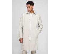 Men's Regular Fit Raglan Single Breasted Melton Car Coat | Ecru | Size Large | boohooMAN