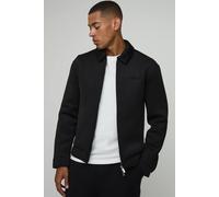 Men's Regular Fit Scuba Marl Overshirt | Black | Size Small | BOOHOOMAN