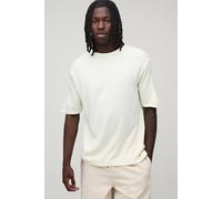 Men's Regular Fit Soft Touch Knitted T-Shirt | Ecru | Size X-Large | BOOHOOMAN