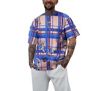 Men's Regular Fit T Shirt Short Sleeve Blouse Mens Retro Big and Tall Tee Tops Short Sleeve Shirts for Indoor Outdoor Sports Daily Life (Sky Blue, XXXXL)