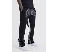 Men's Regular Fit Worldwide Contrast Stitch Gusset Jogger | Black | Size Large | BOOHOOMAN