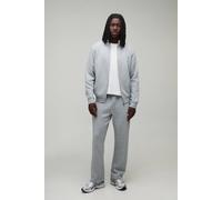 Men's Regular Funnel Zip Through Sweatshirt and Straight Leg jogger | Grey Marl | Size 4X-Large | BOOHOOMAN