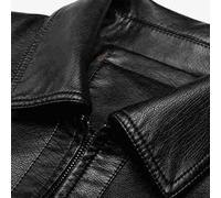 Men's Regular Length Jacket with Leather-Texture Front Panel and Fleece-Lined Body for Comfortable Wear from Morning to Night (XXXL Black)