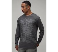 Men's Regular Napoleon Print Long Sleeve T-Shirt | Charcoal | Size Small | BOOHOOMAN