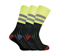 Mens Reinforced Heavy Duty Cotton Hi Viz Work Socks for Steel Toe Boots