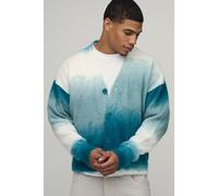 Men's Relaxed Boxy Brushed Ombre Knitted Cardigan | Forest | Size Large | BOOHOOMAN