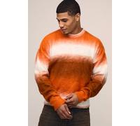 Men's Relaxed Boxy Brushed Ombre Knitted Jumper | Orange | Size Medium | BOOHOOMAN
