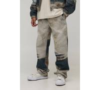 Men's Relaxed Fit Car Tapestry Trousers | Stone | Size X-Small | BOOHOOMAN