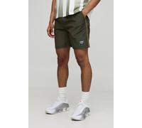 Men's Relaxed Fit High Shine Crinkle Nylon Shorts | Khaki | Size X-Small | BOOHOOMAN