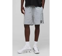 Men's Relaxed Fit High Shine Crinkle Nylon Shorts | Light Grey | Size X-Small | BOOHOOMAN