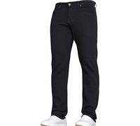 Mens Relaxed Fit Straight Leg Stretch Denim Jeans Regular Basic Pants Relaxed Fit Spandex Work Trousers, Black, 38W