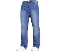 Mens Relaxed Fit Straight Leg Stretch Denim Jeans Regular Basic Pants Relaxed Fit Spandex Work Trousers, Mid Wash, 30W