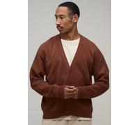Men's Relaxed Soft Touch Knitted Cardigan | Burnt Orange | Size X-Large | BOOHOOMAN