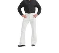 Men's Relaxed Vintage 60s 70s Bell Bottom Stretch Fit Classic Comfort Flared Flares Retro Leg Disco Denim Jeans Pants, White, 3X-Large