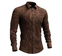 Mens Religion T Shirt Mens Printed Long Sleeve Shirt 3D Totem Patterned Shirts Muscle Fit Button Down Shirts Vintage Gothic Tops Slim Fit Party Top Retro Fall Top Paisley Wedding Tops
