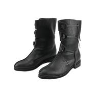 Mens Renaissance Medieval Cosplay Boots Lace Up Vintage Stage Pirate Viking Tied Shoes for Halloween Party, Black, 12.5
