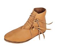 Mens Renaissance Medieval Cosplay Halloween Boots Slip on Lace Up Western Loafer Pirate Viking Tied Cuff Shoes