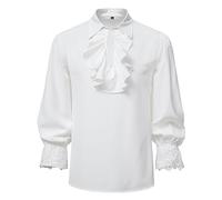Mens Renaissance Pirate Ruffled Frilly Shirt Jabot Collar Victorian Medieval Costume 813c