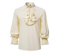 Mens Renaissance Pirate Ruffled Frilly Shirt Jabot Collar Victorian Medieval Costume 8b11