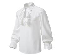 Mens Renaissance Pirate Ruffled Frilly Shirt Jabot Collar Victorian Medieval Costume B804