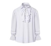 Men's Renaissance Shirts UK Sale Clearance,Carnival Outfits Men Medieval Steampunk Shirts Victorian T Shirt Long Sleeve Vintage Cosplay Blouse Henley Tops Loose Fit Pirate Shirts White