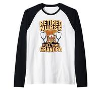 Mens Retired Nurse Full Time Grandpa Nursing Pride Raglan Baseball Tee