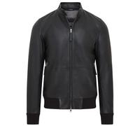 Men's Retro Black MA-1 Casual Leather Varsity Bomber Jacket