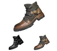 Mens Retro Boots Mens Boots With Buckle Steampunk Non Slip Walking Boot Vintage Knight Boot Medieval Gothic Booties Daily Wear Ankle Bootie With Non Slip Outsole Outdoor Fashion Booties