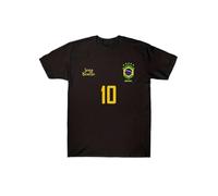 Men's Retro Brazilian Football Jersey Number 10 Soccer Vintage Brazil Team Design with Green & Yellow Print T Shirt