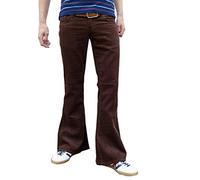 Mens Retro Brown Bell Bottoms Cord Flares Vintage 60s 70s Style (38W 32L)