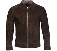 Men's Retro Brown Tan 100% Goat Suede Leather Harington Biker Jacket
