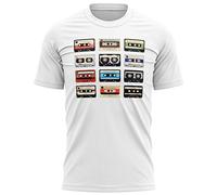 Mens Retro Cassette Tapes T Shirt - Rock Music Birthday 80s 90s Music Lover Gifts for Him - Music Collector Tee, M, White