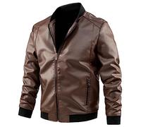 Mens Retro Casual Leather Jacket Leather Jackets Smart Casual For Men Jackets Slim Fit Coat Windproof Rainproof Jackets Fashion Classic Windbreaker Lightweight Bomber Outwear Vintage Stand Collar