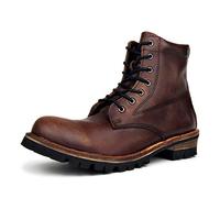 Men's Retro Chukka Western Cowboy Boots Lace Up Side Zip Motorcycle Boots,Brown,10