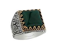 Men's Retro Domineering Carved Emerald Ring Exaggerated Personality To Attend The Banquet Senior Ring