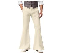 Men's Retro Flared Pants Slim Fit 60s 70s Flared Trousers Bootcut Bell Bottoms for Men Bootcut Yoga Stretch Fit Pants Bellbottoms 1960s Dress Up Costumes with Pockets Hippie Retro 70s Outfits Casual
