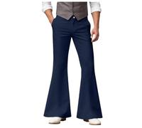 Men's Retro Flared Pants Slim Fit 60s 70s Flared Trousers Bootcut Bell Bottoms for Men Bootcut Yoga Stretch Fit Pants Bellbottoms 1960s Dress Up Costumes with Pockets Hippie Retro 70s Outfits Casual
