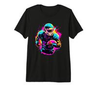 Mens Retro Footballer Synthwave Style American Football Player Premium T-Shirt