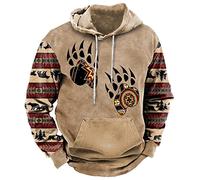 Men's Retro Hoodies - Casual Native Indians 3D Printed Hooded Sweatshirt Drawstring Pullover with Pocket