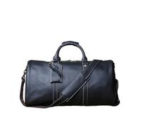 Men's Retro Leather Travel Bag First Layer Large-Capacity Business Trip Handbag Shoulder Messenger for Holiday Business Travel(Black)