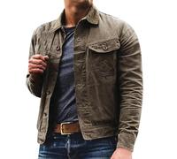 Mens Retro Mod 60S 70S Military Shirt-Jacket Overshirt Denim Short Denim Jacket Mens Vintage Style Trucker Coat Western Classic Style Coat Lightweight Jeans Outerwear Stylish Cowboy Coats