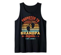 Mens Retro Promoted To Grandpa Again 2026 Pregnancy Announcement Tank Top