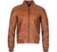 Mens Retro Tan Varsity 100% Nappa Leather Retro Bomber Jacket