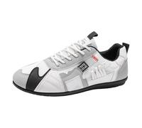 Mens Retro Trainers Colour Block Lace Up Low Top Casual Shoes | Breathable Lightweight Flat Sole Vintage Sneakers, Comfortable Fashion Footwear for Street School Travel Outdoor Walkin