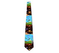 Mens Retro Video Game Fashion Silk Ties Personalized Gift Neckties - Black - One size