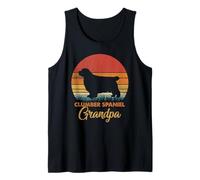 Mens Retro Vintage Sunset Clumber Spaniel Grandpa Tank Top