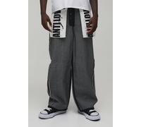 Men's Reverse Graphic Pocket Baggy Fit Jeans | Washed Black | Size 36R | BOOHOOMAN