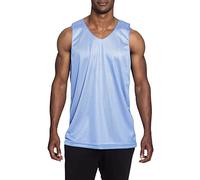 Mens Reversible Basketball Jersey Premium Moisture Wicking Mesh Tank Top, Sky Blue, S