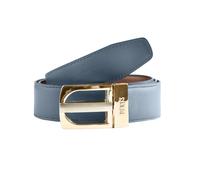 Men's Reversible Leather Belt with Gold and Nickel Buckle - NAVY/TAN / XXL
